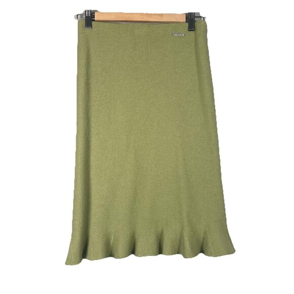 Geiger Wool 2 Piece Green Embroidered Floral Vintage Skirt Jacket Set Size 34 - Picture 8 of 16